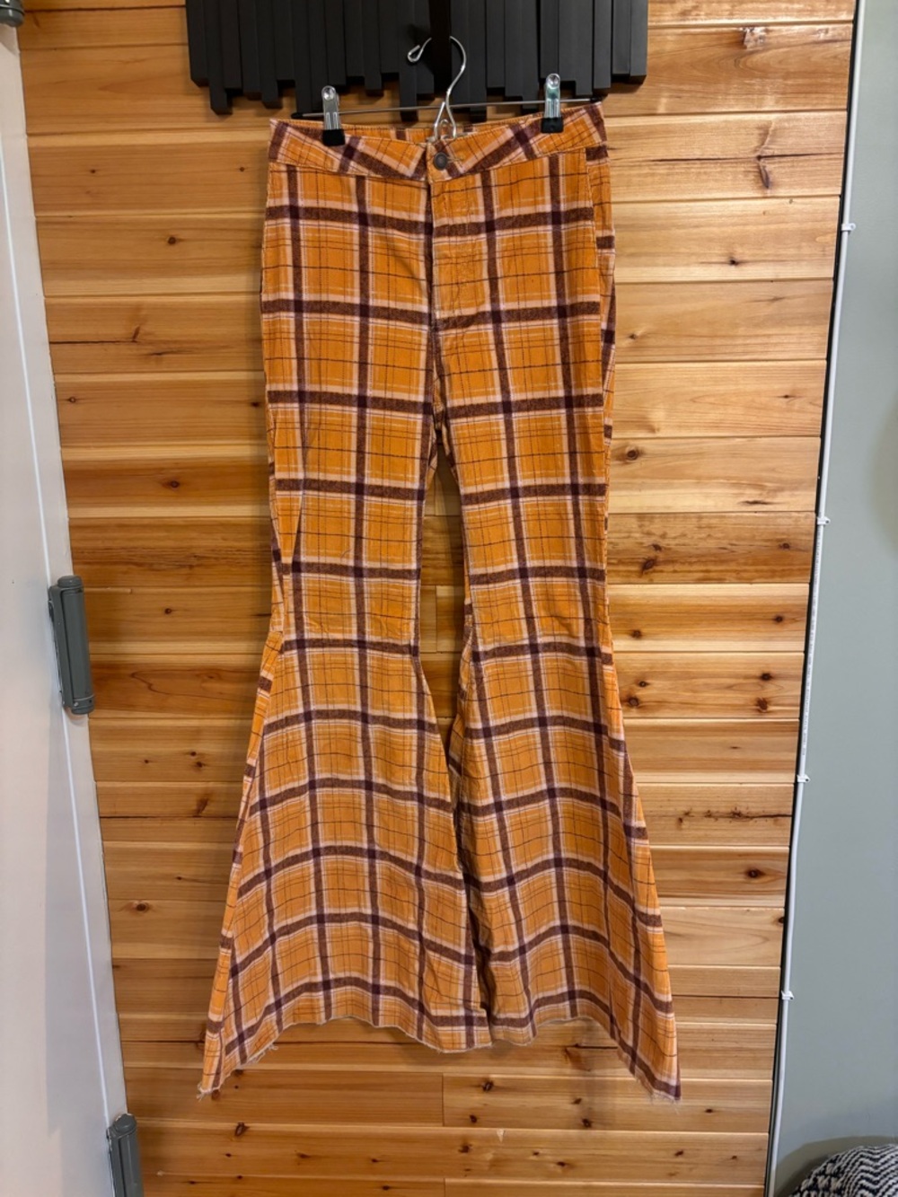 We The Free Orange Plaid Flared Pants